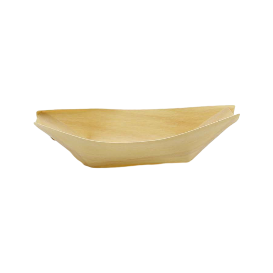 Vassoio A Forma Barca Di Legno 10x6cm