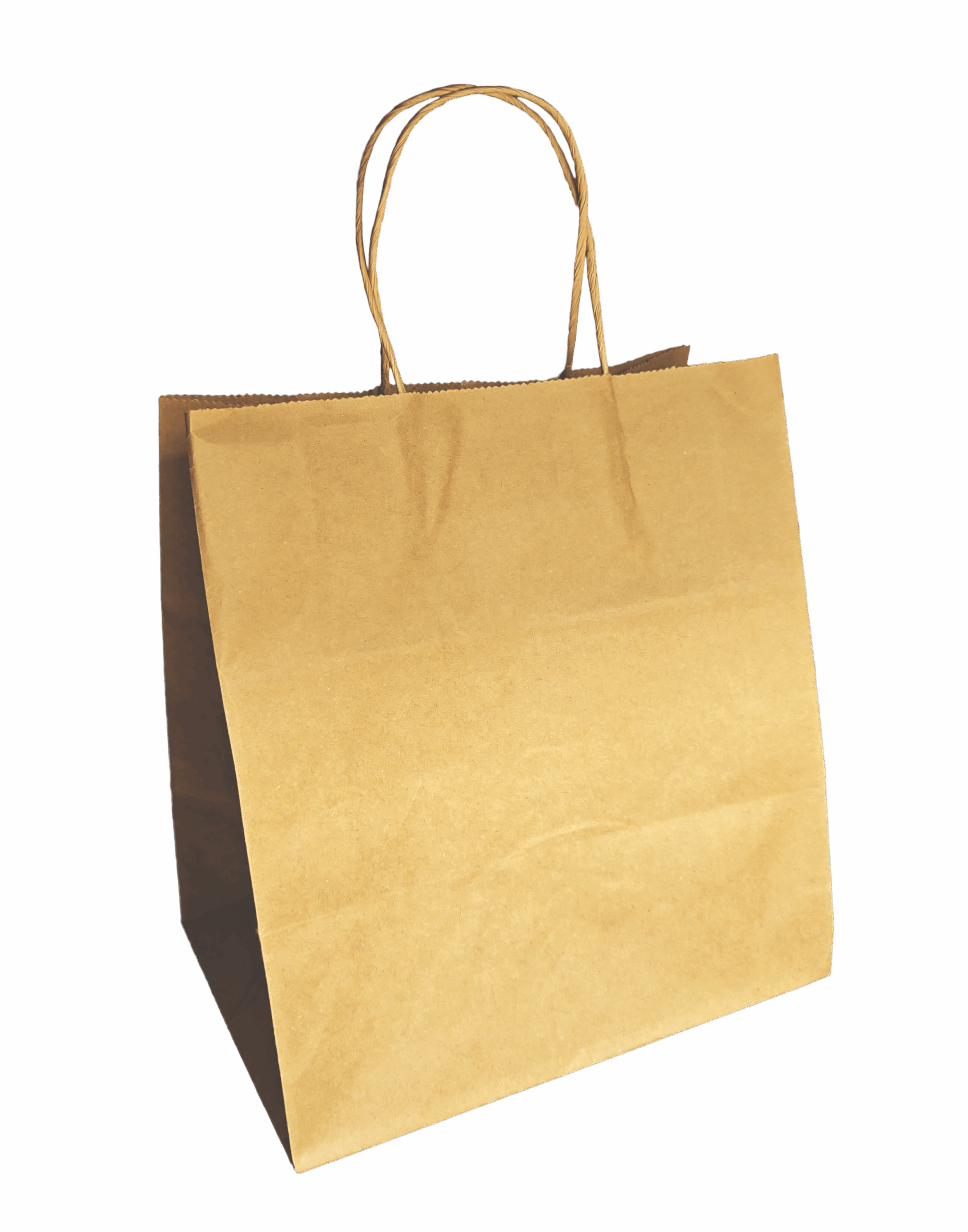 Sacchetti Asporto Di Carta Avana con Manicio Sottile 24X22+17.5 cm